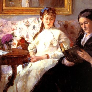 1870 Berthe Morisot - La Mere et la Soeur de l'Artiste, Detail