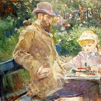 1881 Eugene Manet and his daughter with Bougival