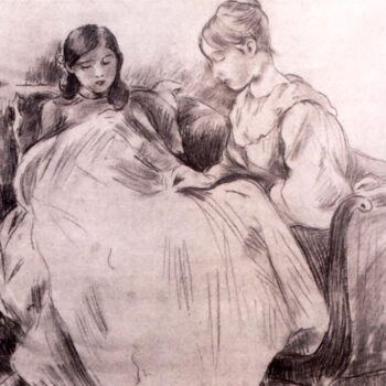 1889 Berthe Morisot La Broderie DESSIN Crayon sur papier