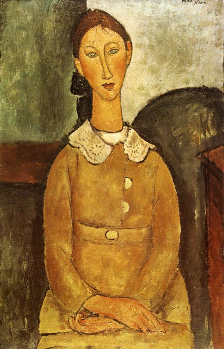 1917 Fillette en robe jaune