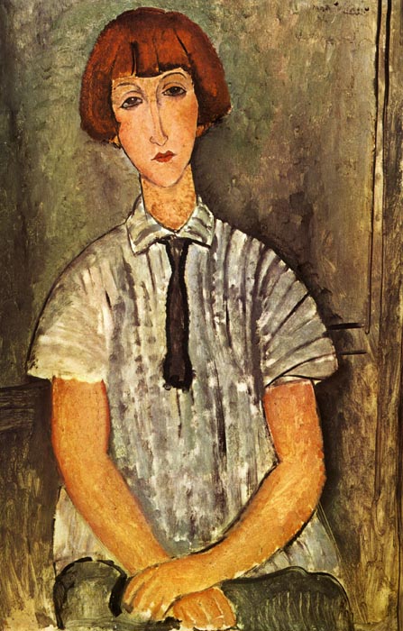 1917 Jeune fille au corsage raye