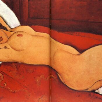 1917 Nu couche, les mains derriere la tete