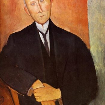 1918 Homme assis sur fond orange