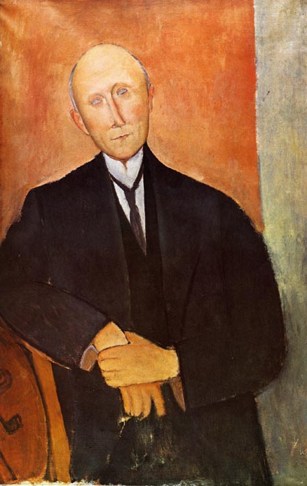 1918 Homme assis sur fond orange