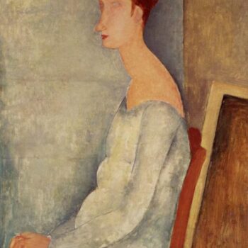 1918 Modigliani Portrait de Jeanne Hebuterne assise de profil Portrait of Jeanne Hebuterne sitted of profile