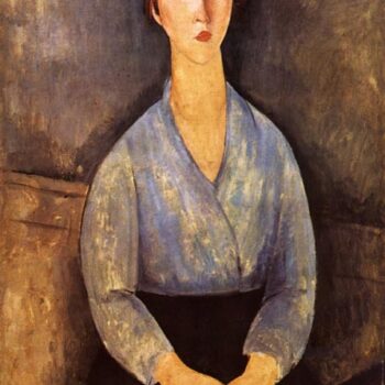 1919 Jeune femme assise au corsage bleu