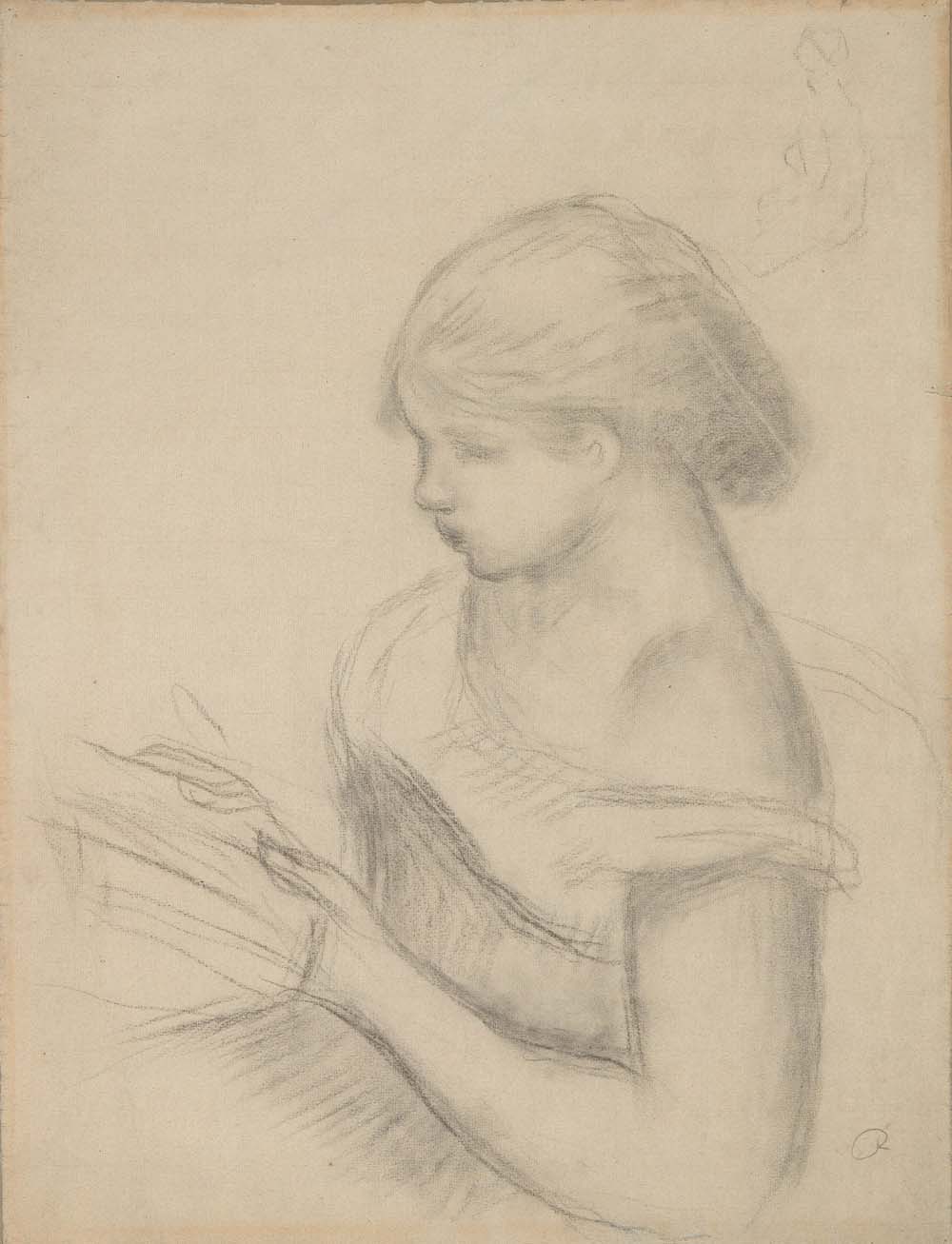 A Girl Reading (with a Sketch of Seated Woman)