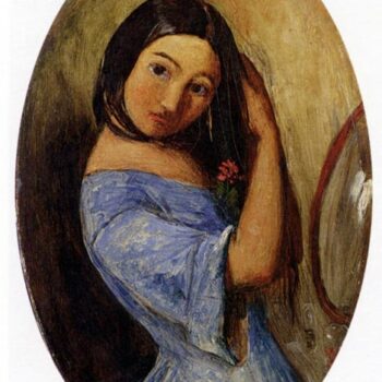 A Young Girl Combing Her Hair