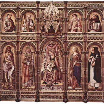 Altar von San Domenico in Ascoli, Polyptychon, Gesamtansicht, Mitteltafel - Thronende Madonna