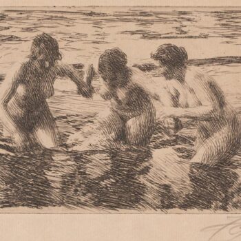 Anders Zorn - Against the Current (etching) 1919
