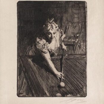 Anders Zorn - Billiards (etching) 1898