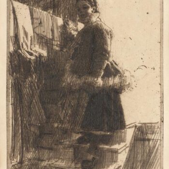 Anders Zorn - Dalcecarlian closet (etching) 1903
