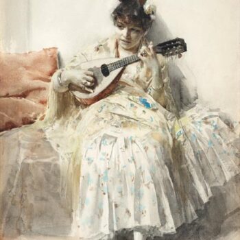 Anders Zorn - Girl playing mandolin 1884