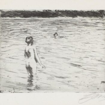 Anders Zorn - Mother Bathing (etching) 1894
