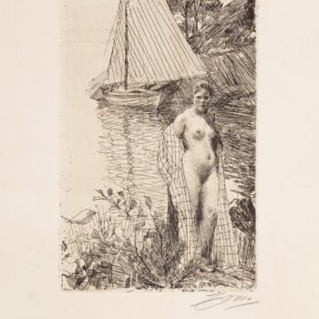 Anders Zorn - My Model and My Boat (etching) 1894
