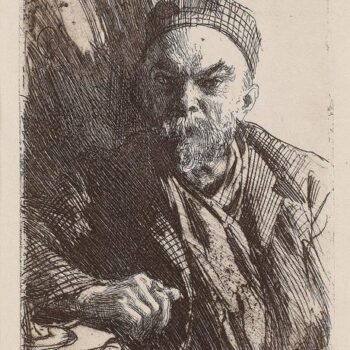 Anders Zorn - Paul Verlaine II (etching) 1895
