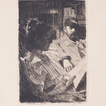 Anders Zorn - Reading (Mr. och Mrs. Charles Deering) (etching) 1893