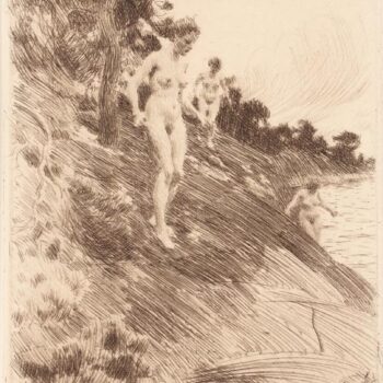 Anders Zorn - Scared (etching) 1912