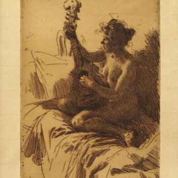 Anders Zorn - Souvenir-The Guitar (etching) 1895