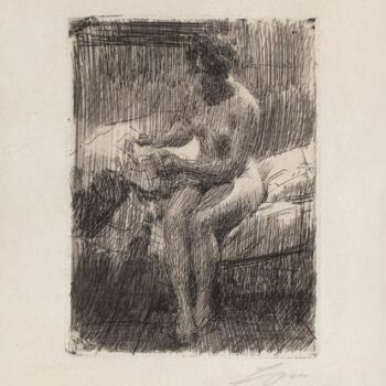 Anders Zorn - The Model Reading Letters (etching) 1910