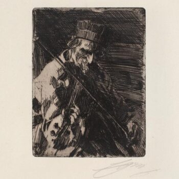 Anders Zorn - Village folk musician (etching) 1904