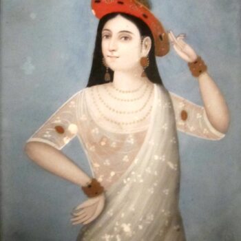 Anonymous reverse painting on glass of a woman, western India, late 19th century