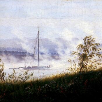 Bateau sur l'Elbe, le matin dans le brouillard (1825)