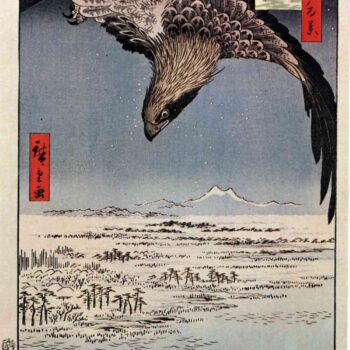 Bird in flight by Hiroshige