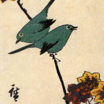Birds on a maple branch by Hiroshige