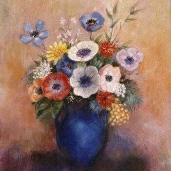 Bouquet of Flowers in a Blue Vase 03