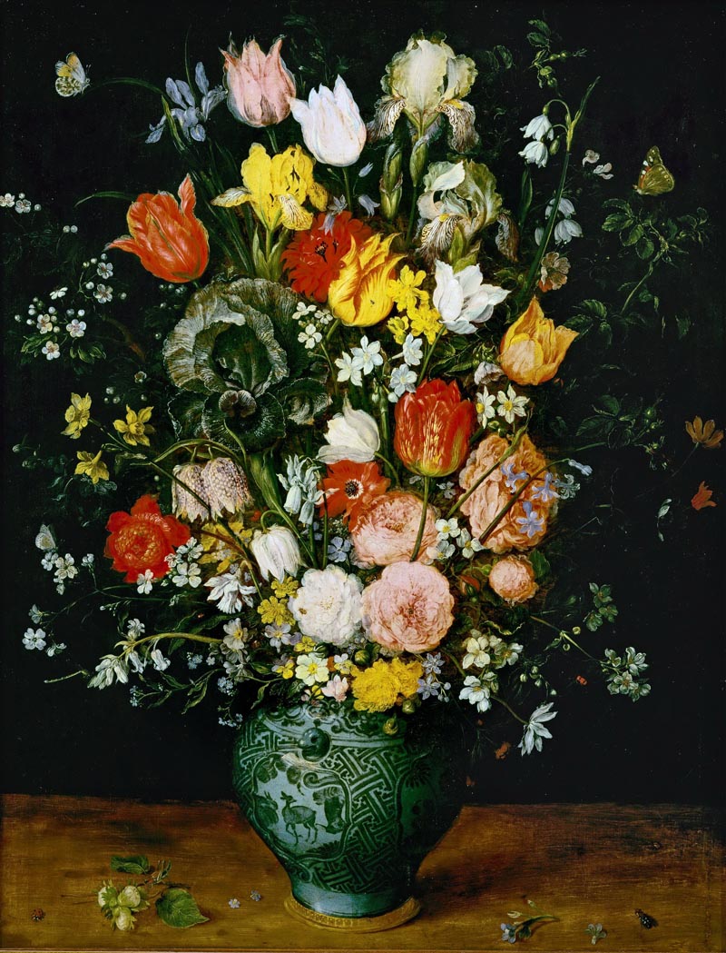 Bouquet of Flowers in a Blue Vase