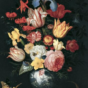 Bouquet of flowers in a Chinese vase with sea shells - 1628