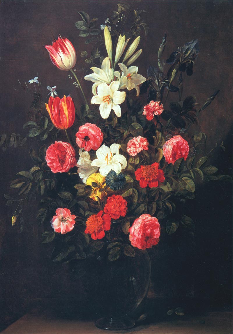 Bouquet of flowers in a glass vase