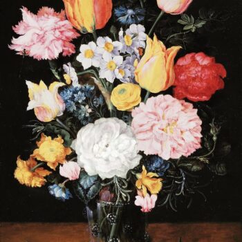 Bouquet of flowers in a glass vase 1