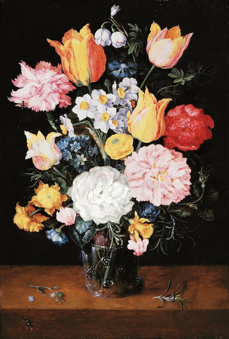 Bouquet of flowers in a glass vase 1