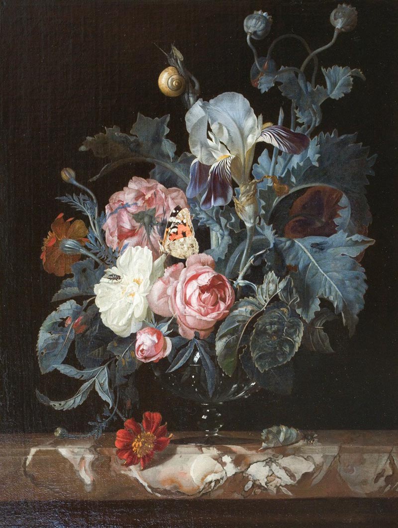 Bouquet of flowers in a glass vase