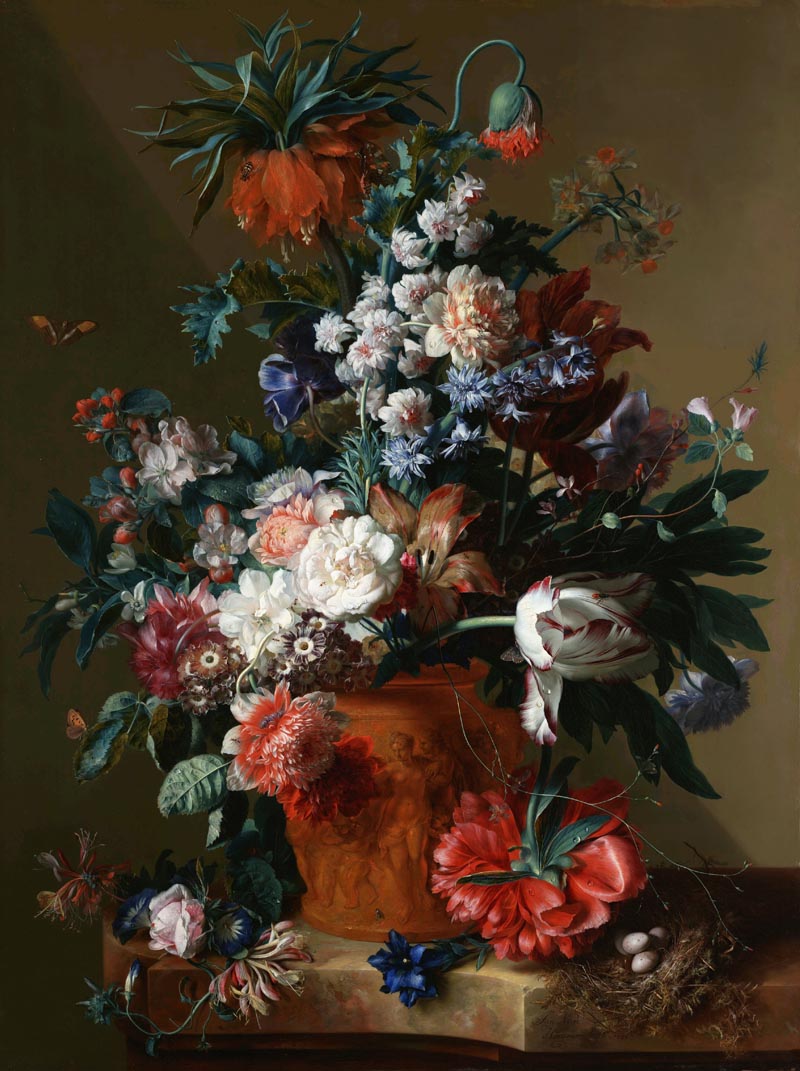 Bouquet of flowers in a terracotta vase - 1722