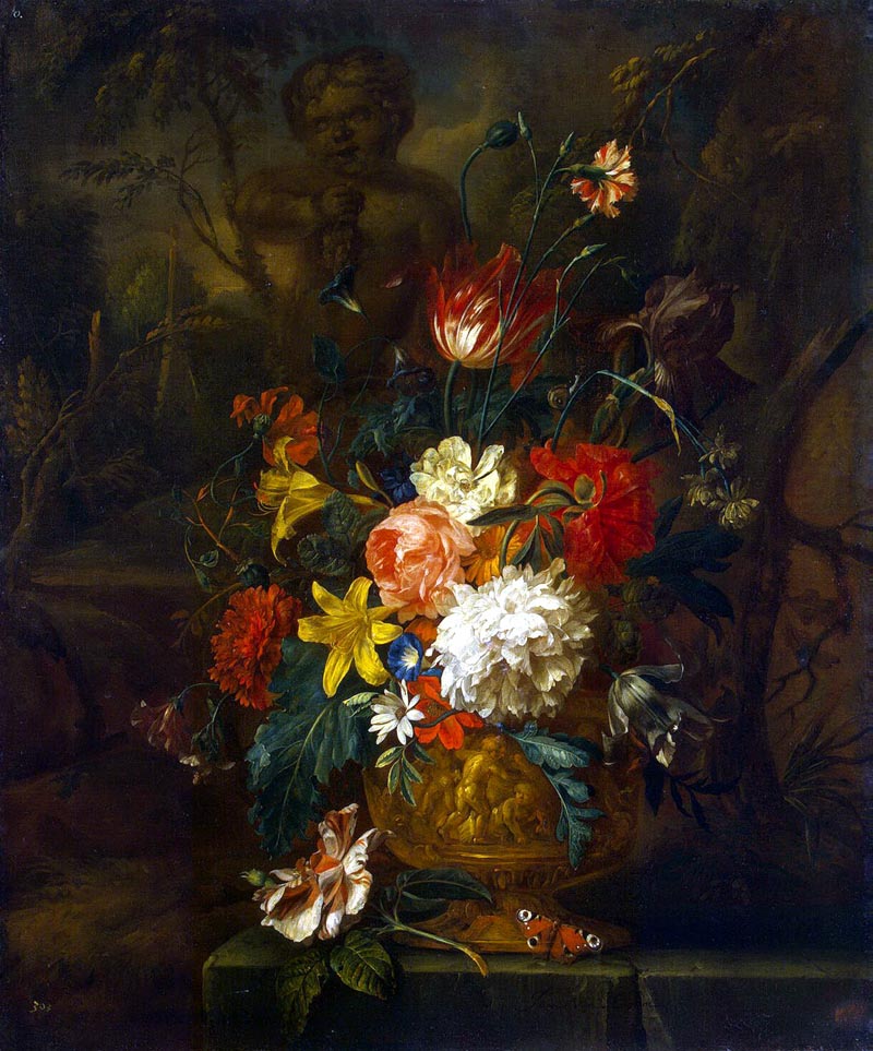 Bouquet of flowers in a terracotta vase