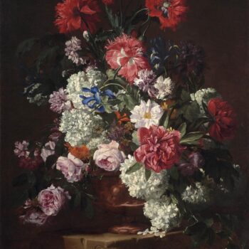 Bouquet of flowers in a terracotta vase