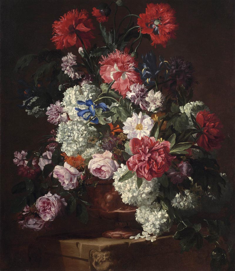 Bouquet of flowers in a terracotta vase