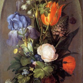 Bouquet of flowers in a vase standing in the alcove - 1603