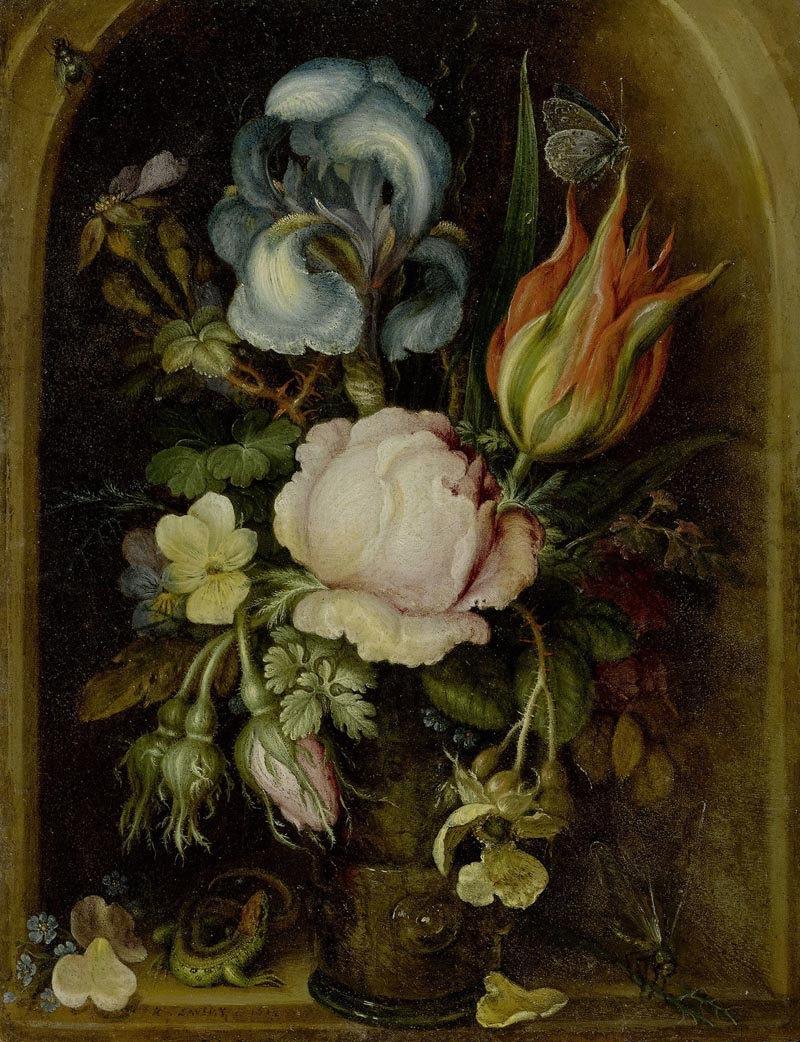 Bouquet of flowers in a vase standing in the alcove - 1612
