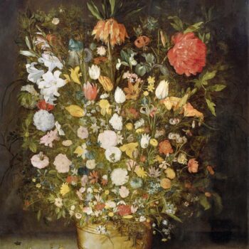 Bouquet of flowers in a wooden flowerpot - 1600-1630