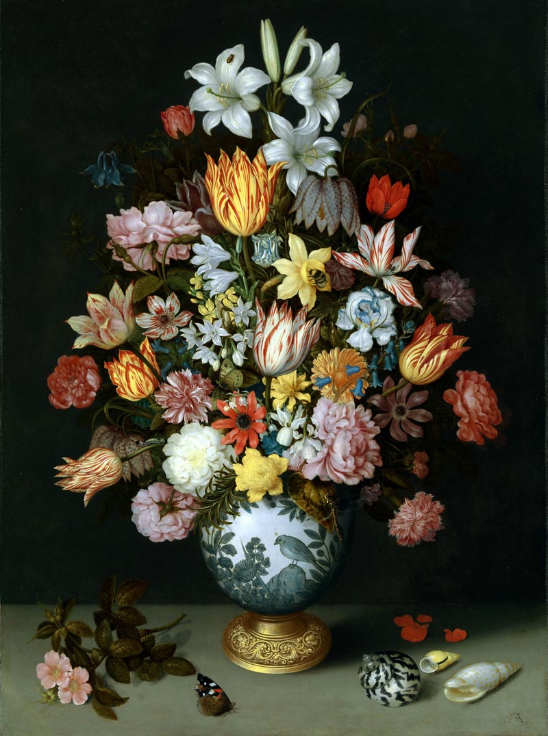 Bouquet of flowers in earthenware vase - 1609