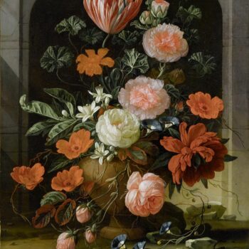 Bouquet of flowers in nishe