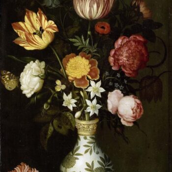 Bouquet of flowers on a ledge - 1619