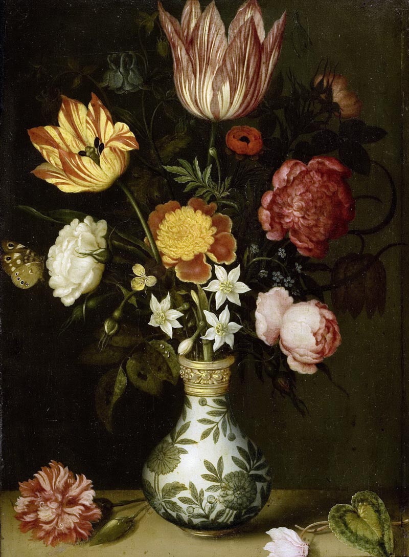Bouquet of flowers on a ledge - 1619