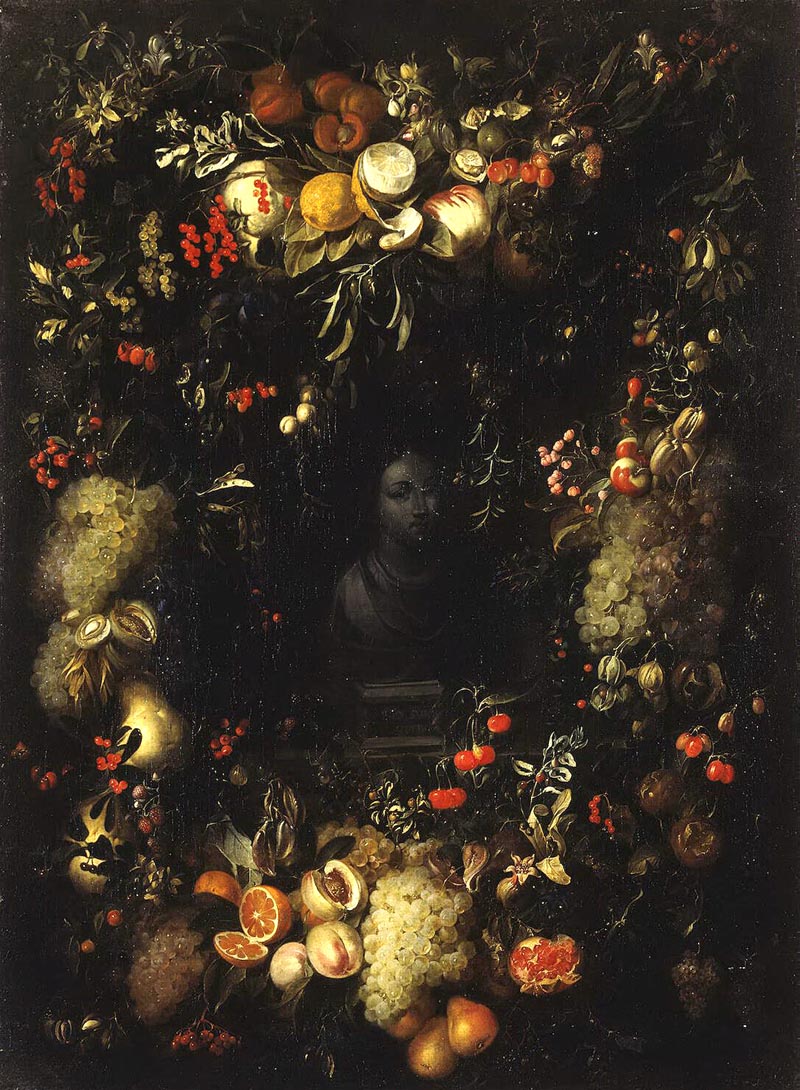 Bust of the Madonna in a garland of fruit - 1660