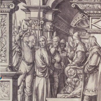 Christ Before Hannas. Design for stained glass window. c.1528