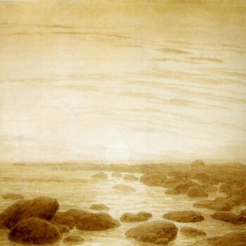 Clair de lune sur la mer crayon et sepia (1839)